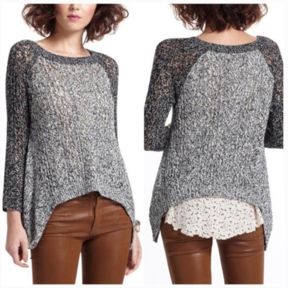 ANTHROPOLOGIE DIPPED LACE KNIT SWEATER - Picture 1 of 7